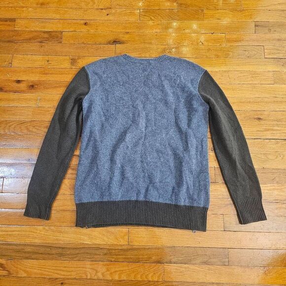 Vince Men’s Crew Neck Sweater Cashmere/Wool Blend Size Medium Green and Gray - Picture 6 of 7
